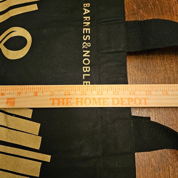Barnes & Noble Black and Gold Canvas Tote. 14.5" x 14" - Picture 5 of 5